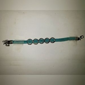 Blue leather bracelet